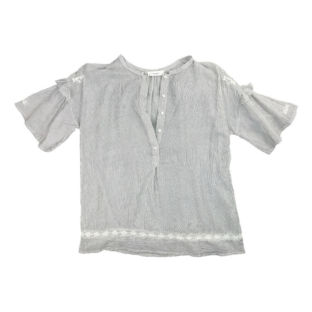 Sita Murt Women’s Embroidered Striped 100% Cotton Top In Size 38 US 8